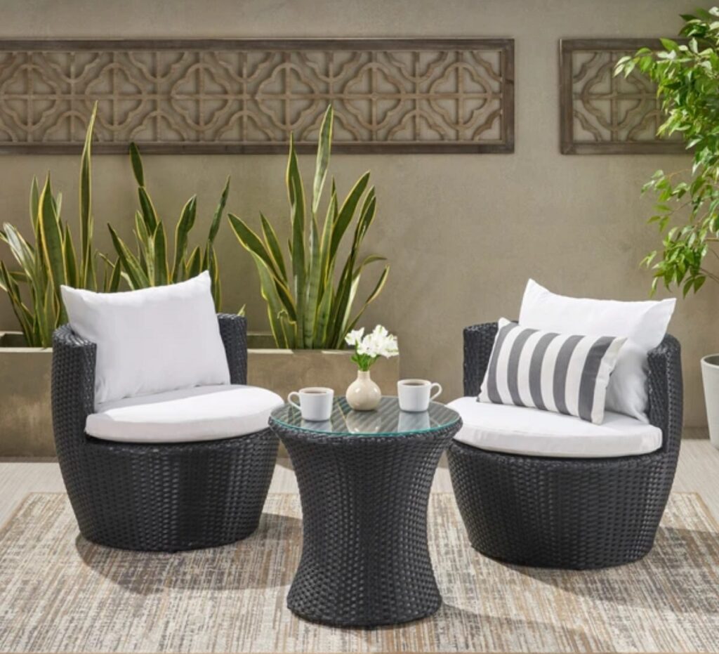 Outdoor Leisure Cup Chair Stackable 3 Piece Set