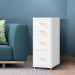 4 Drawer Office Drawers Cabinet White - Image 9