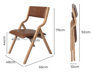 2x Dining Chairs Foldable PU Brown - Image 3