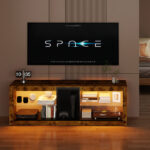 TV Stand Cabinet Glass Display Storage Shelves - Image 9