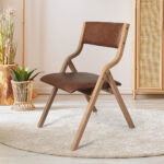 2x Dining Chairs Foldable PU Brown - Image 8
