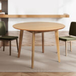Dining Table Round Rubberwood Base 100cm Natural 100 CM - Image 8