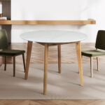 Dining Table Round Rubberwood Base 100cm White 100 CM - Image 8