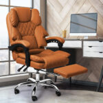 Gaming Chair Office Computer Brown Footrest - Image 8