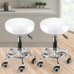 2x Swivel Salon Barstool Hairdressing White - Image 8