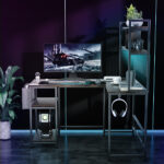 L Shaped Gaming Desk with LED Lights Brown - Image 7