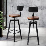 2x Bar Stool Kitchen Wooden Metal - Image 7