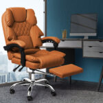 Gaming Chair Office Computer Brown Footrest - Image 7
