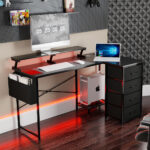 L Shaped Gaming Desk with Storage Drawers Black - Image 7
