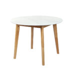 Dining Table Round Rubberwood Base 100cm White 100 CM