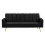 Sofa Bed Convertible Velvet Lounge Recliner Couch Sleeper 3 Seater Black