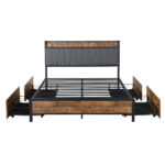 Queen Bed Frame Soft Storage Drawers Headboard USB Charge - Image 2