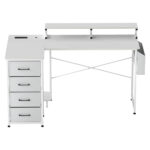 L Shaped Gaming Desk with Storage Drawers White - Image 2