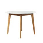 Dining Table Round Rubberwood Base 100cm White 100 CM - Image 2