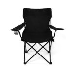 2Pcs Camping Chairs Folding Arm Black - Image 2