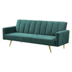 Sofa Bed Convertible Velvet Lounge Recliner Couch Sleeper 3 Seater Green - Image 2