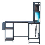 L Shaped Gaming Desk with LED Lights Brown - Image 2