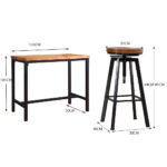 3pcs Bar Table Barstools Industrial - Image 3