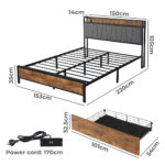 Queen Bed Frame Tufted Headboard USB Charge - Image 3