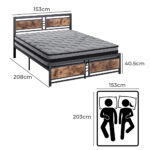 Metal Bed Frame Mattress Base Set Wood Queen - Image 3