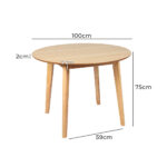 Dining Table Round Rubberwood Base 100cm Natural 100 CM - Image 3