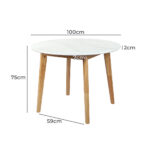 Dining Table Round Rubberwood Base 100cm White 100 CM - Image 3