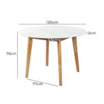Dining Table Round Rubberwood Base 120cm White 120 CM - Image 3