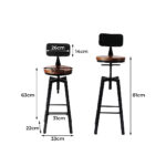 2x Bar Stool Kitchen Wooden Metal - Image 3
