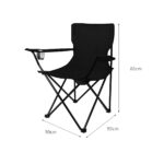 2Pcs Camping Chairs Folding Arm Black - Image 3