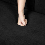 Sofa Bed Convertible Velvet Lounge Recliner Couch Sleeper 3 Seater Black - Image 4