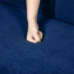 Sofa Bed Convertible Velvet Lounge Recliner Couch Sleeper 3 Seater Blue - Image 4