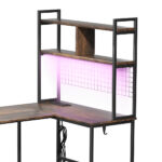 L Shaped Gaming Desk with LED Lights Brown - Image 4