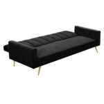 Sofa Bed Convertible Velvet Lounge Recliner Couch Sleeper 3 Seater Black - Image 6